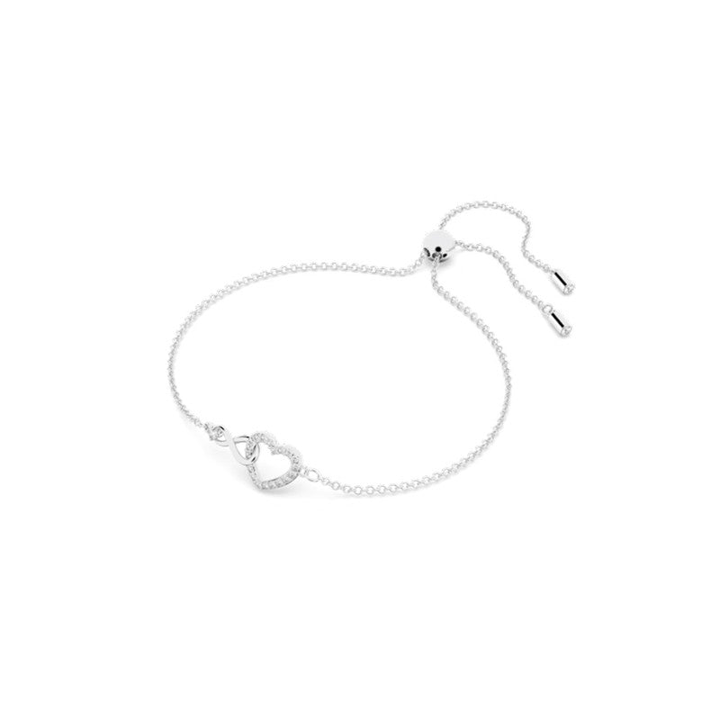 Swarovski Infinity Bracelet  Infinity and Heart  White  Rhodium Plated