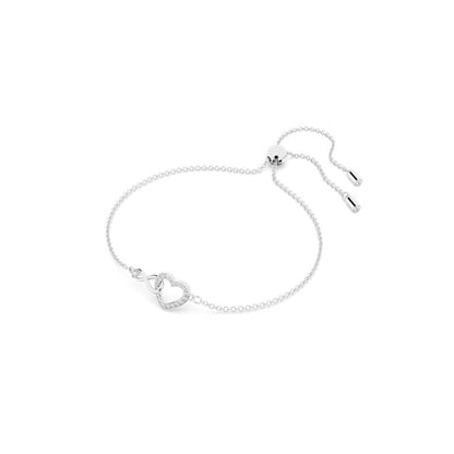 Swarovski Infinity Bracelet  Infinity and Heart  White  Rhodium Plated