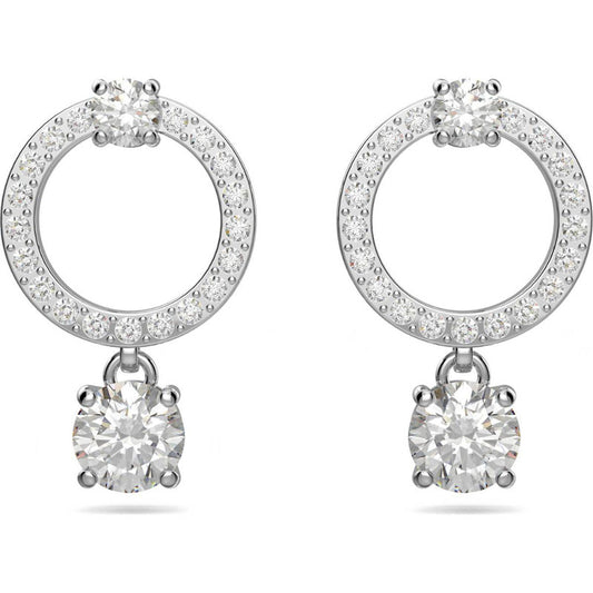 Swarovski Constella Hoop Earrings  Round Cut  White  Rhodium Plated