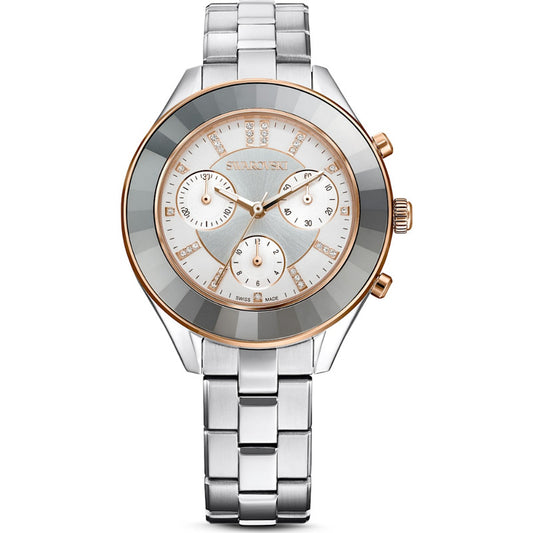 Swarovski Octea Lux Sport Watch, Metal Bracelet, White, Stainless Steel