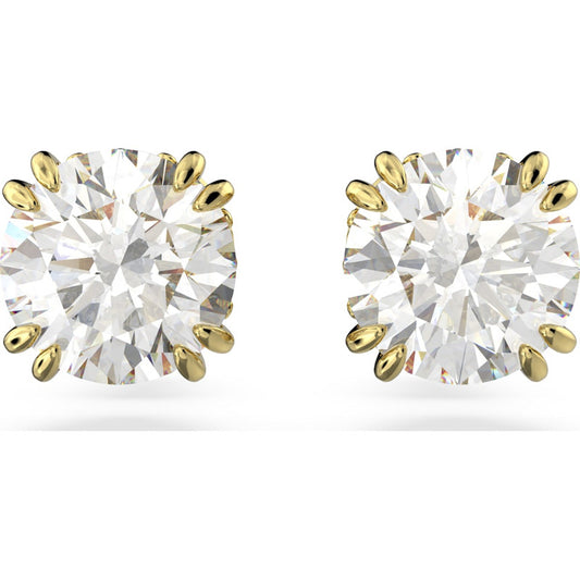 Swarovski Constella Stud Earrings  Round Cut  White  Gold-Tone Plated