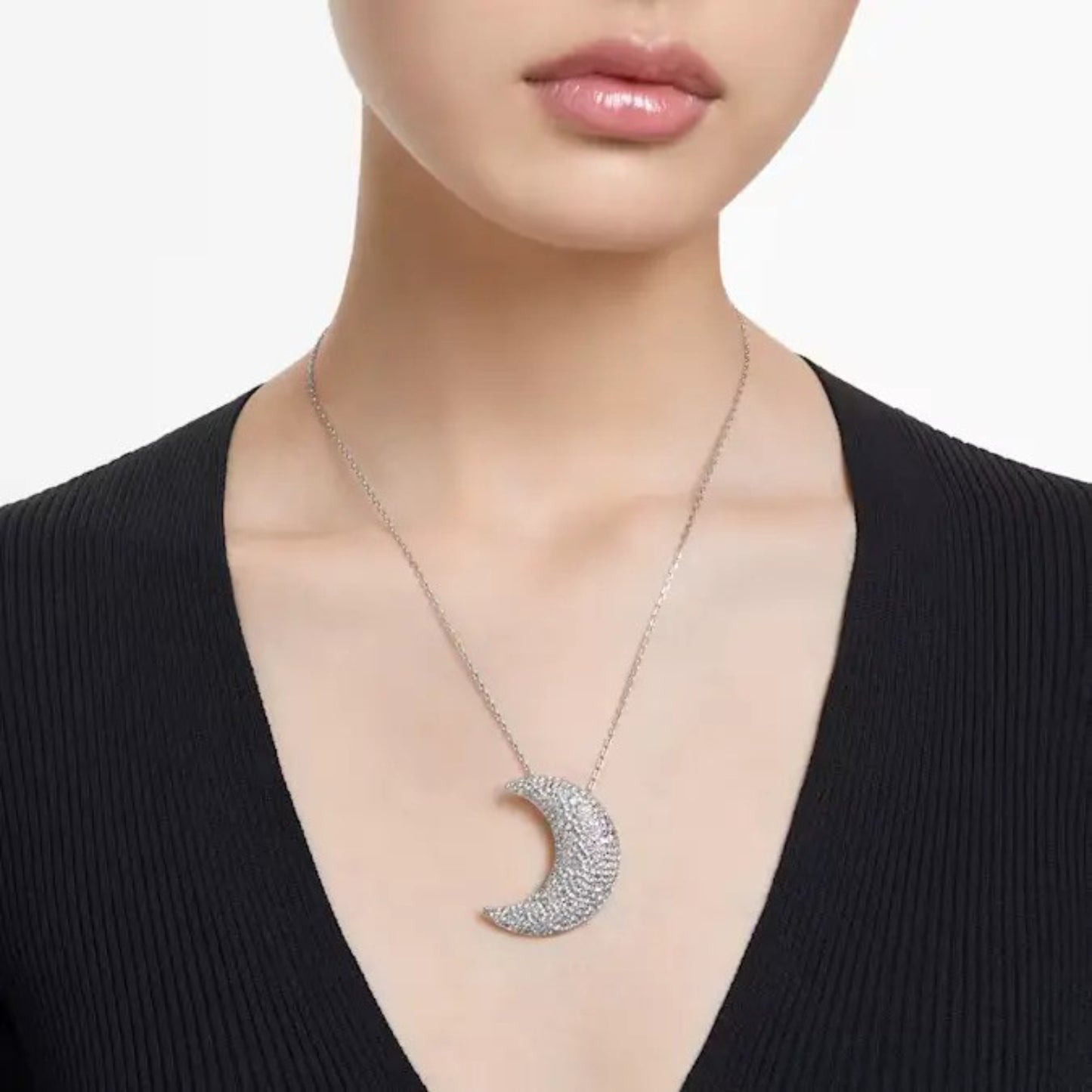 Swarovski Sublima Pendant  Moon  White  Rhodium Plated