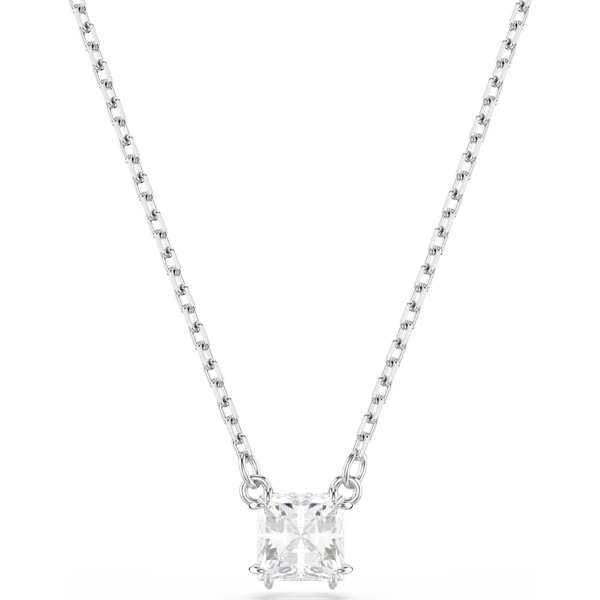 Swarovski Stilla Pendant  Square Cut  White  Rhodium Plated