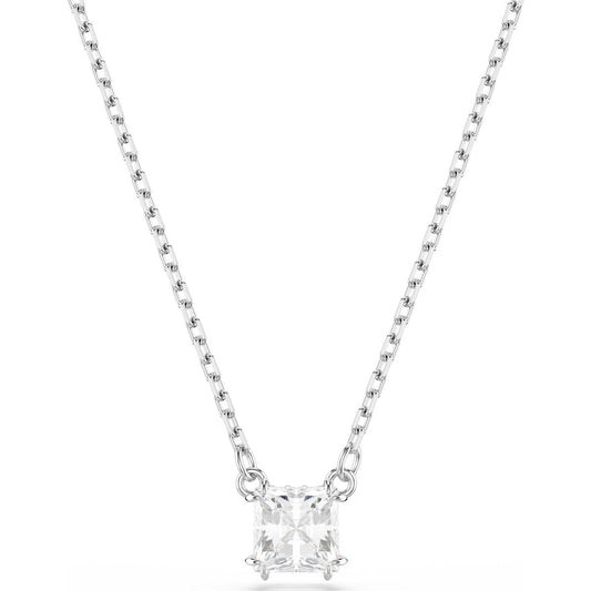 Swarovski Stilla Pendant  Square Cut  White  Rhodium Plated