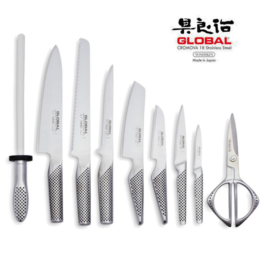 Global Takashi 10 Piece Stainless Steel Japanese Knife Block Set 79589