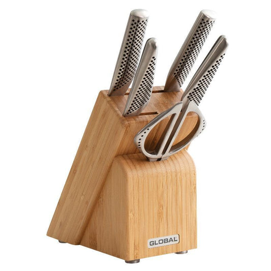 Global Takashi 6 Piece Knife Block Set - Bamboo