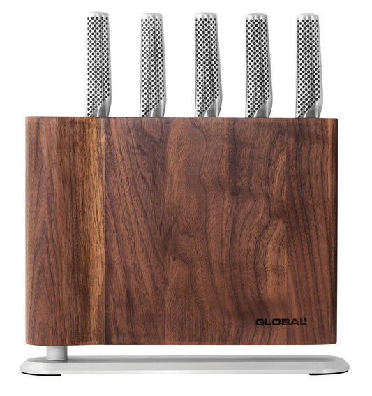 Global 79657 UKU 6 Piece Knife Block Walnut