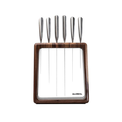 Global Hashira 7 Piece Knife Block Set - Walnut