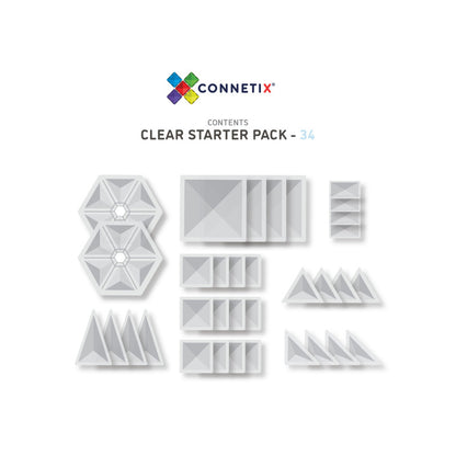 Connetix Clear Starter 34 Piece Pack-Clear