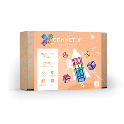 Connetix Pink Square 40 Piece Magnetic Tiles Pack-Pink