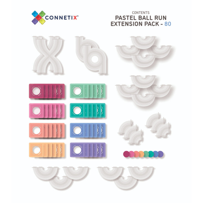 Connetix Pink Expansion Ball Run 80 Piece Magnetic Tiles Pack-Pink