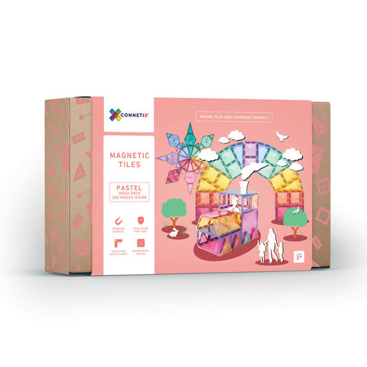 Connetix Pink Mega 202 Piece Magnetic Tiles Pack-Pink