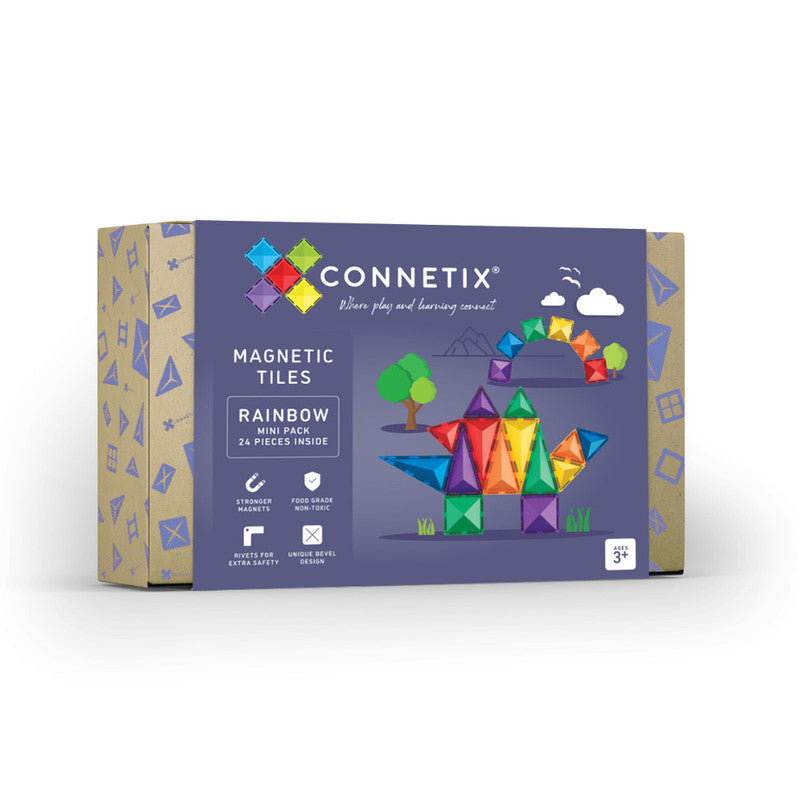 Connetix Multi Mini 24 Piece Magnetic Tiles Pack-Multi