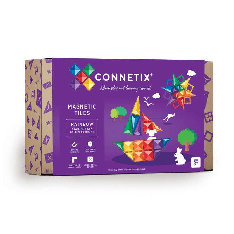 Connetix Multi Starter 60 Piece Magnetic Tiles Pack-Multi