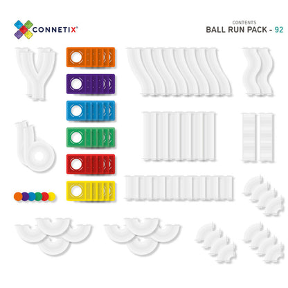 Connetix Multi Ball Run 92 Piece Magnetic Tiles Pack-Multi