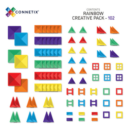 Connetix Multi Creative 102 Piece Magnetic Tiles Pack-Multi