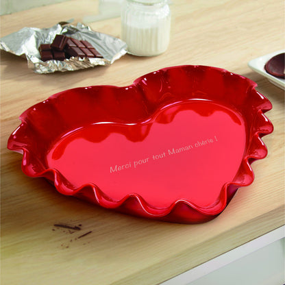 Emile Henry Ruffled Heart Dish - Burgundy