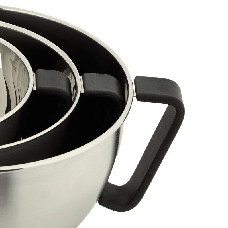 MasterPro Premium Stainless Steel 3 Piece Mixing Bowl Set - Silver