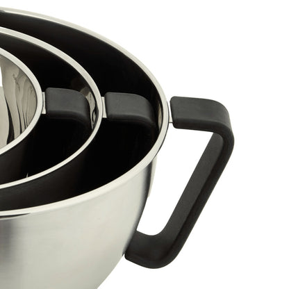 MasterPro Premium Stainless Steel 3 Piece Mixing Bowl Set - Silver
