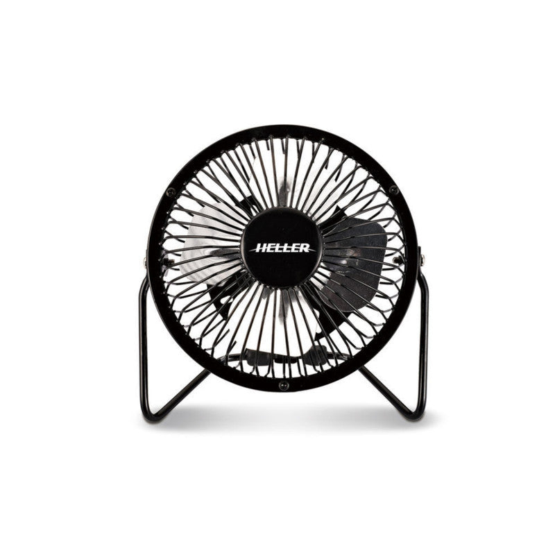 Heller 10cm Black High Velocity Mini Metal Fan with USB-Black