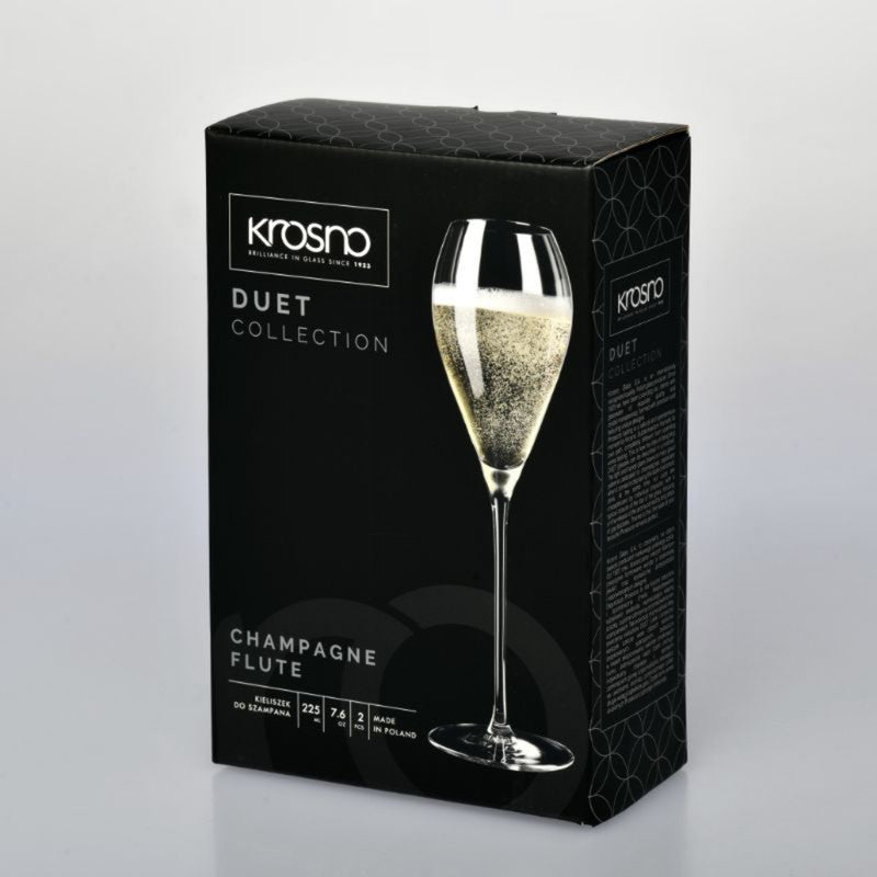 Krosno Duet Flute 225ml Set of 4 - Clear