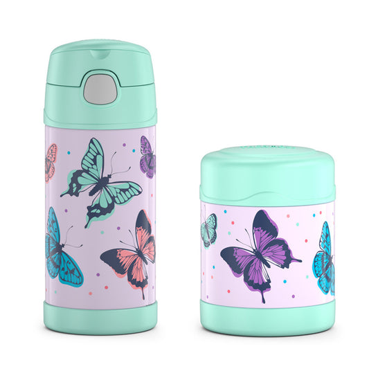 Thermos FUNtainer� Vacuum Insulated Food Jar & Drink Bottle Set - Mint Butterfly