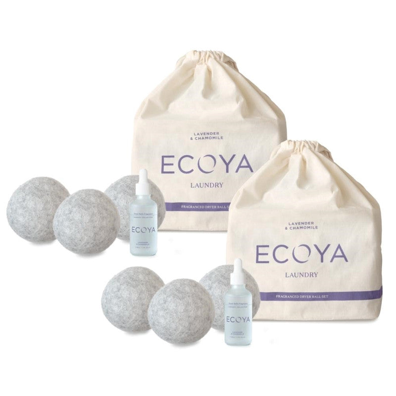 Ecoya Lavender & Chamomile Dryer Ball Set Pack of 2 - White