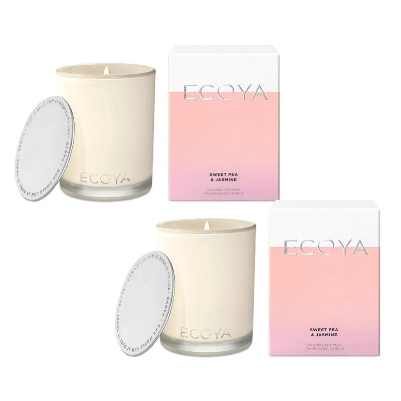 Ecoya Sweet Pea & Jasmine 400g Madison Jar Candle Pack of 2