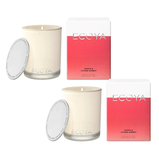 Ecoya Guava & Lychee Sorbet 400g Madison Jar Candle Pack of 2