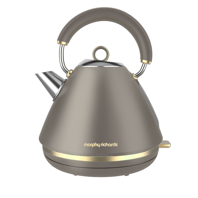 Morphy Richards Ascend Soft Gold 1.5L Pyramid Kettle & 4 Slice Toaster - Mushroom Grey