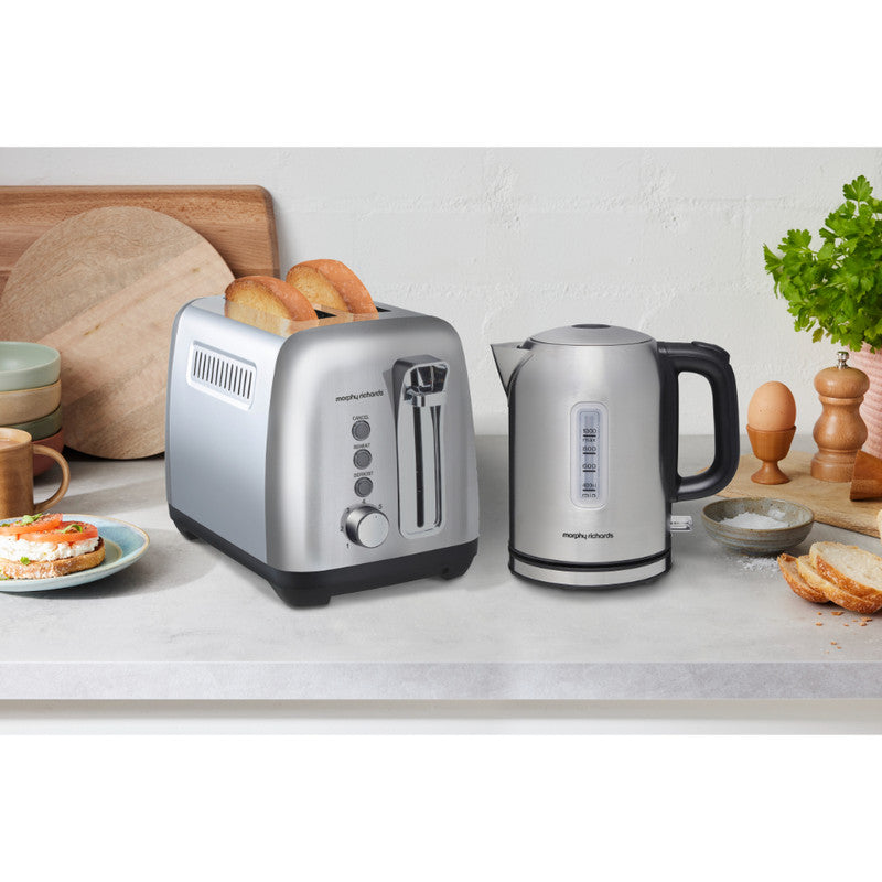 Morphy Richards 1L Equip Kettle & 2 Slice Toaster - Stainless Steel