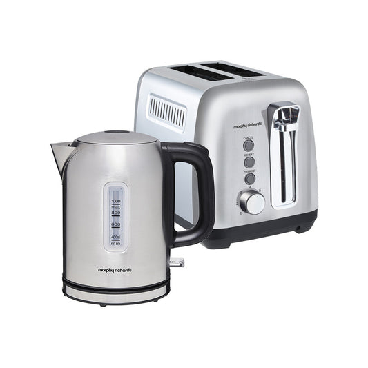 Morphy Richards 1L Equip Kettle & 2 Slice Toaster - Stainless Steel