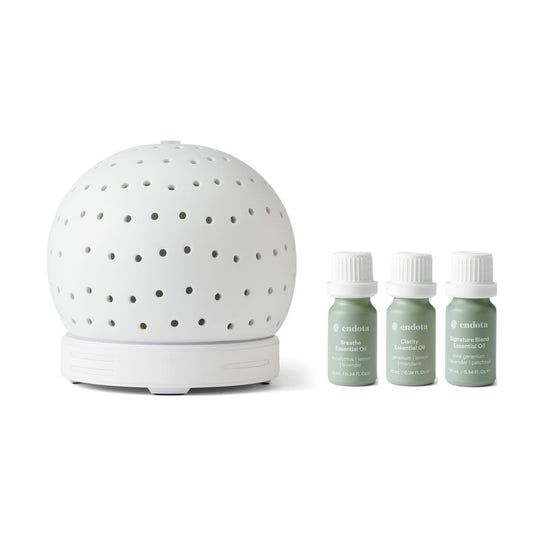 Endota Live Well Essential Oil Diffuser and Essential Oil Pack - Spirit, Dream, Calm