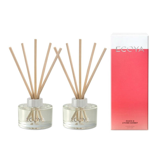 Ecoya Guava & Lychee Sorbet 50ml Mini Reed Diffuser Pack of 2