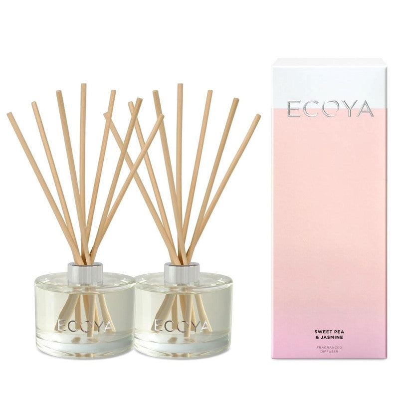 Ecoya Sweet Pea & Jasmine 200ml Fragranced Reed Diffuser Pack of 2