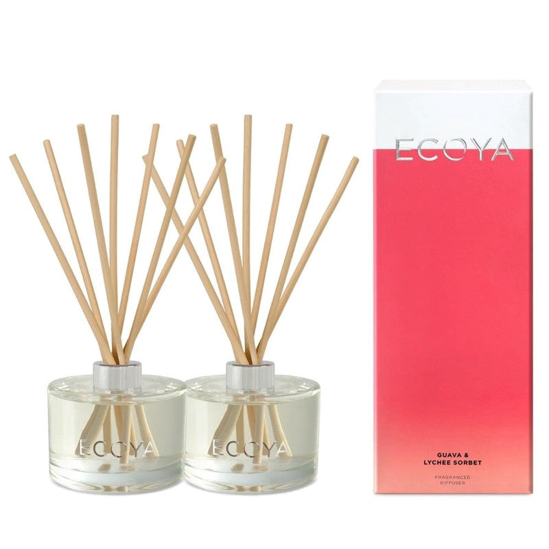 Ecoya Guava & Lychee Sorbet 200ml Fragranced Reed Diffuser Pack of 2