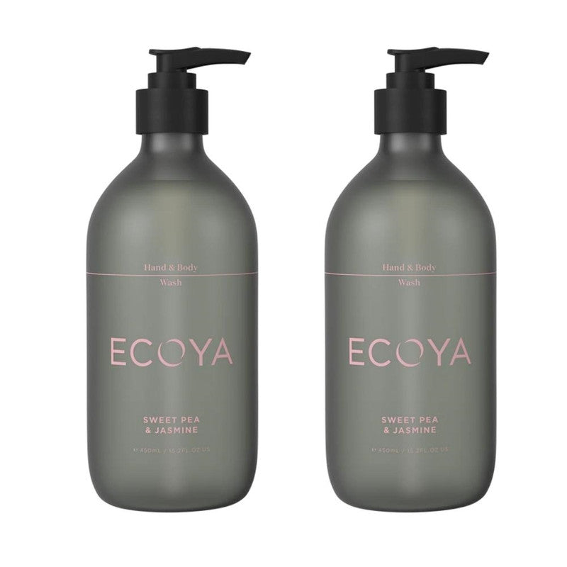 Ecoya Sweet Pea & Jasmine 450ml Hand and Body Wash Pack of 2