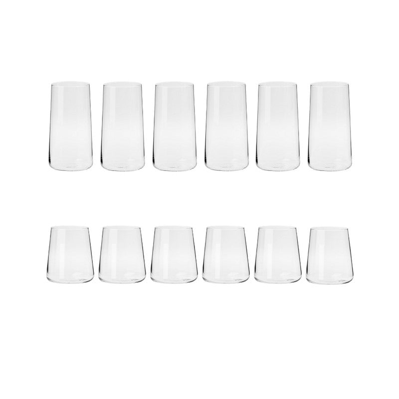 Krosno Avant-Garde Tumbler and Highball Set of 12 - Clear