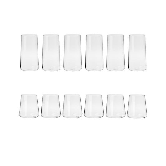 Krosno Avant-Garde Tumbler and Highball Set of 12 - Clear