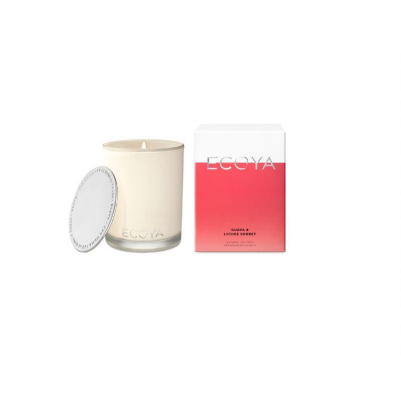 Ecoya Guava & Lychee Sorbet 400g Madison Jar Candle - Red