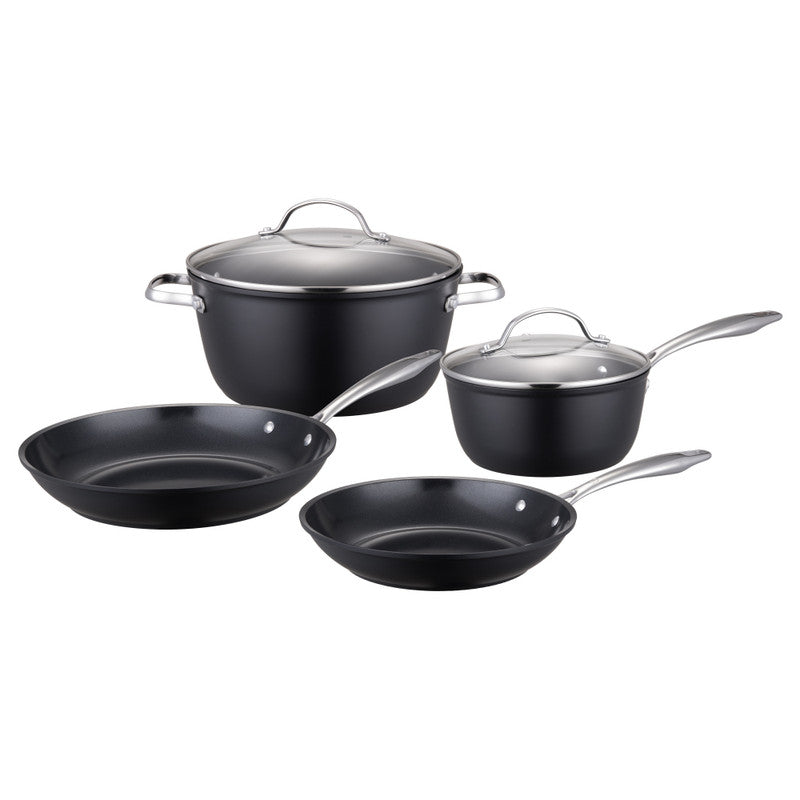 MasterPro Surrey Ceramic 4 Piece Cookware Set - Black