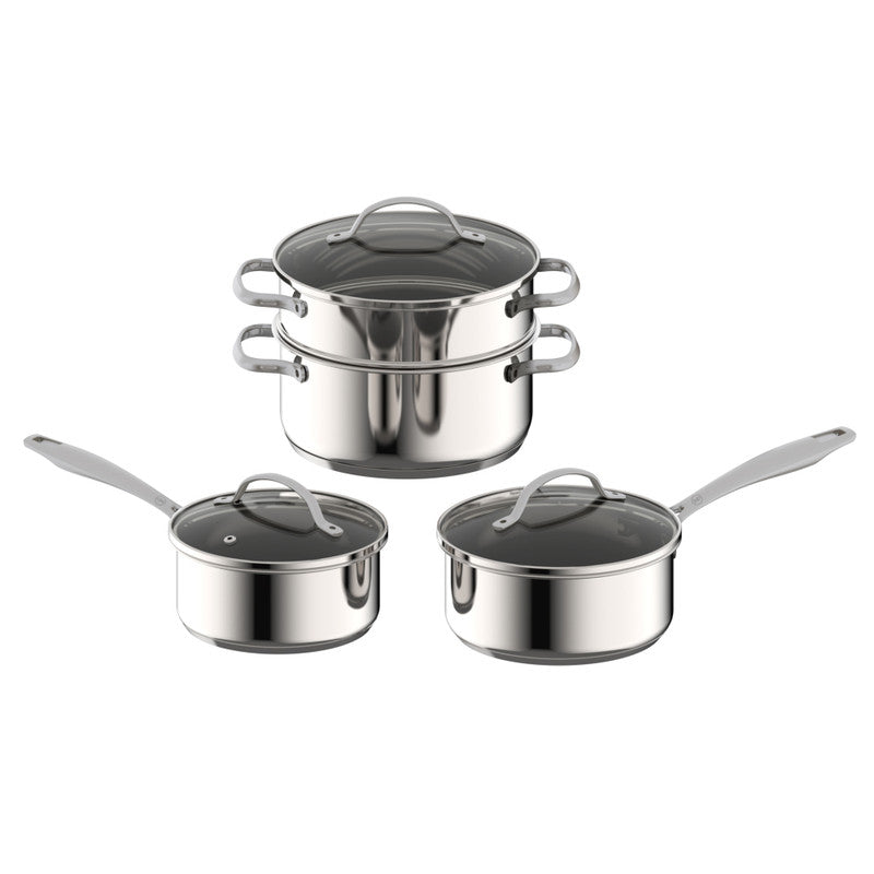 MasterPro McKinnon Stainless Steel 4 Piece Cookware Set - Silver