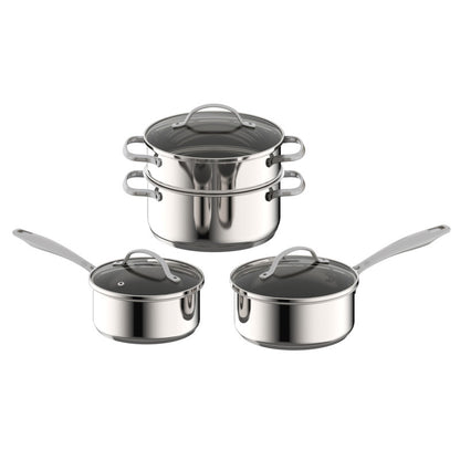 MasterPro McKinnon Stainless Steel 4 Piece Cookware Set - Silver