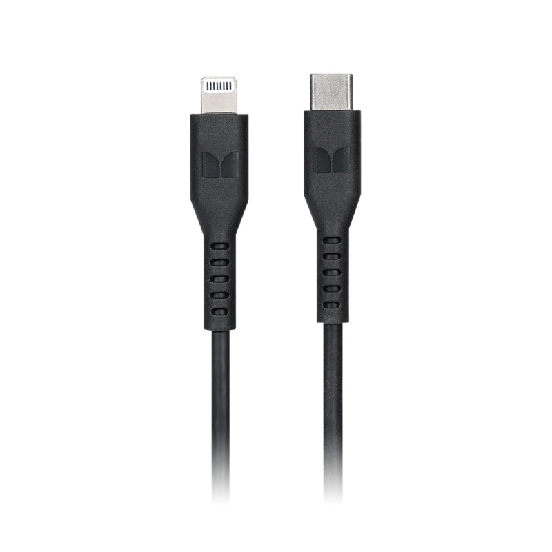 Monster Lightning to USB-C Thermo Plastic Elastometer Cable - Black 1.2m