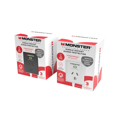 Monster Single Socket Surge Protector - White