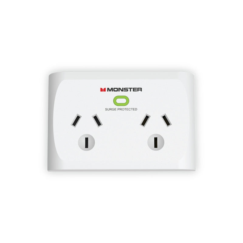 Monster Dual Socket Surge Protector - White