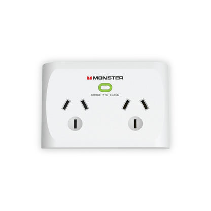 Monster Dual Socket Surge Protector - White