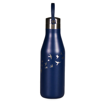 O'helo Oxford Blue Bottle With Etched Swallows