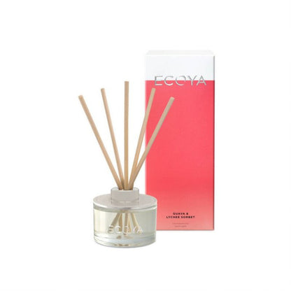 Ecoya Guava & Lychee Sorbet 50ml Mini Reed Diffuser - Red