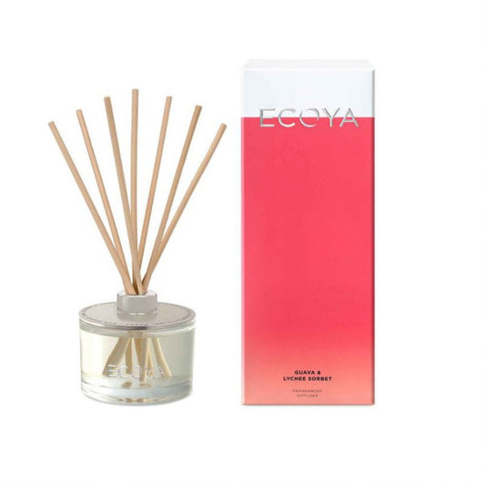 Ecoya Guava & Lychee Sorbet 200ml Fragranced Reed Diffuser - Red